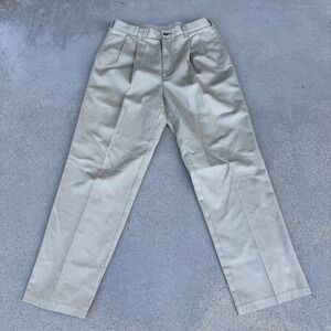 Tommy Hilfiger Mens Pleated Chino Pants Tan Straight Leg 34x32 Vintage